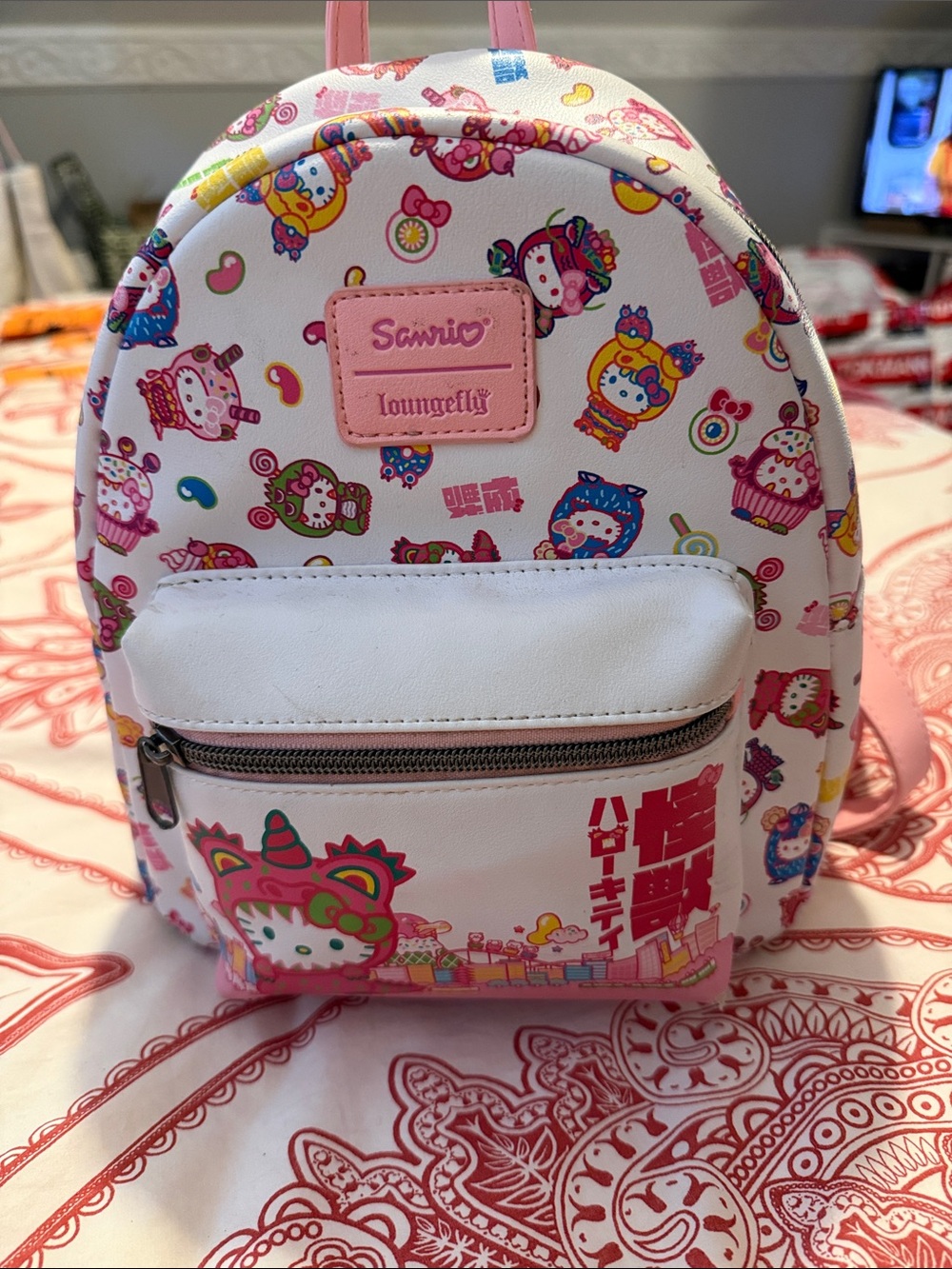 Loungefly White and Pink Sanrio Character Mini Backpack